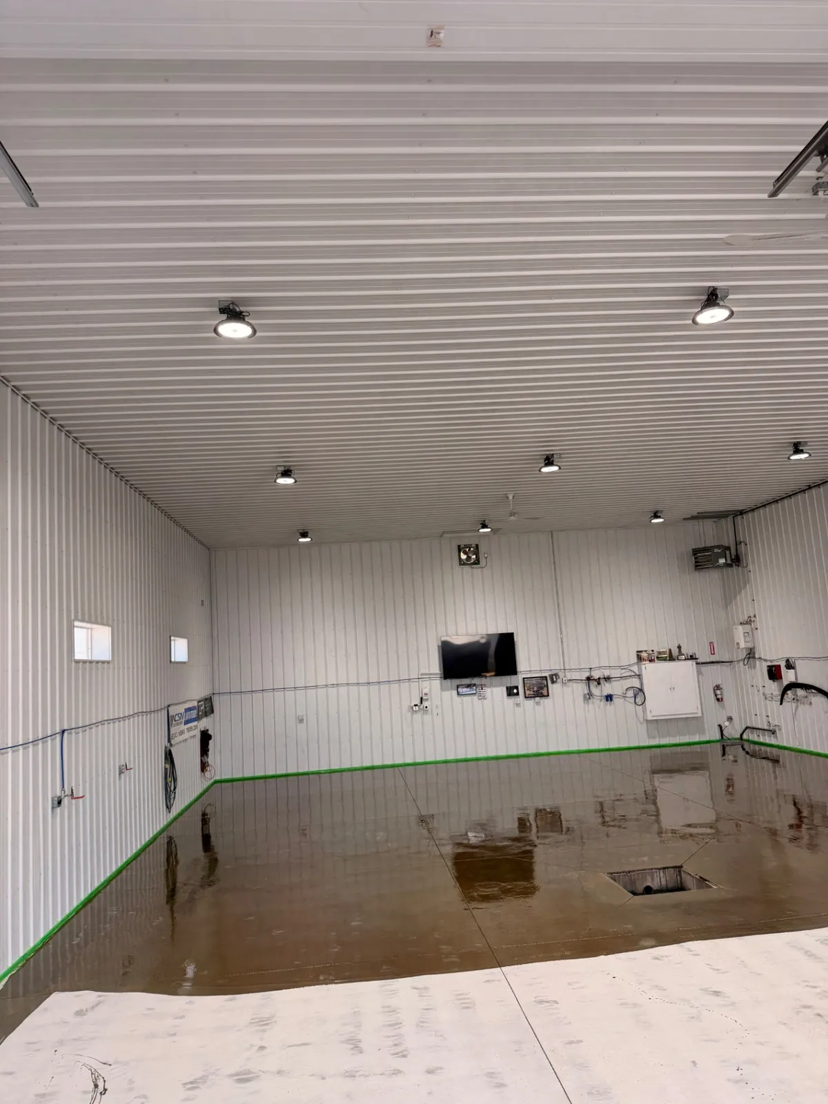 Commercial shop, base coat going down