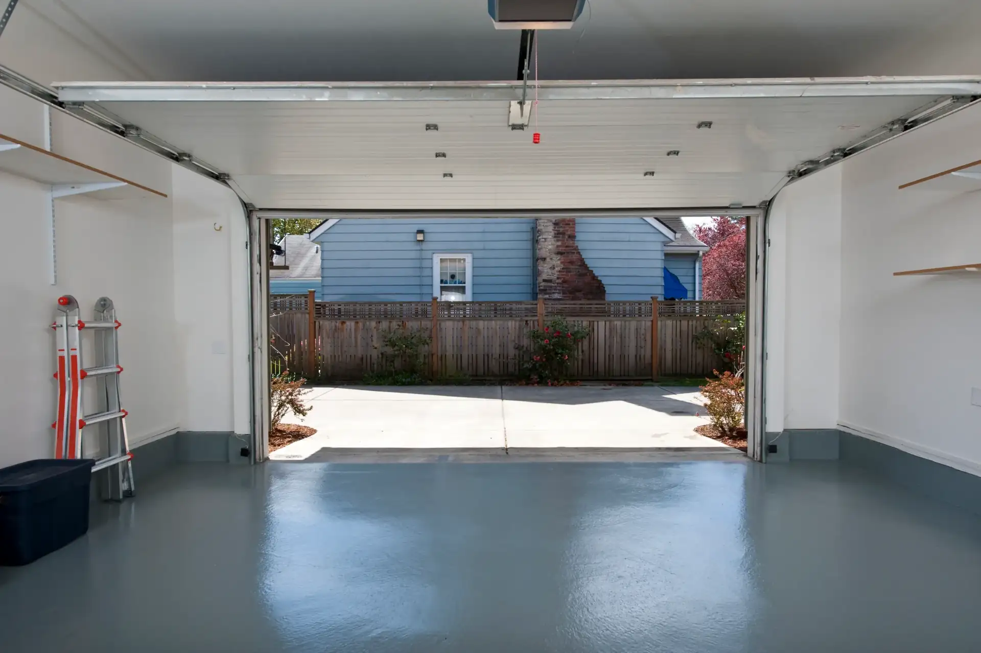 Grey solid color epoxy garage floor